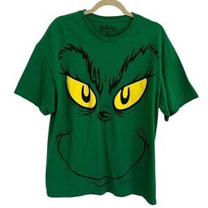 Dr. Seuss Grinch Face T-Shirt Green Mens XL Halloween Costume Christmas
